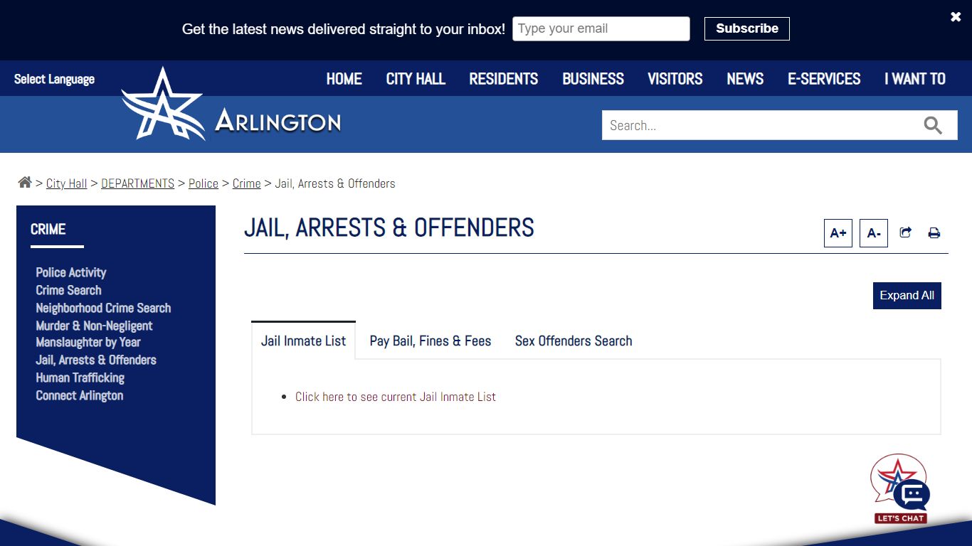 Jail, Arrests & Offenders - City of Arlington